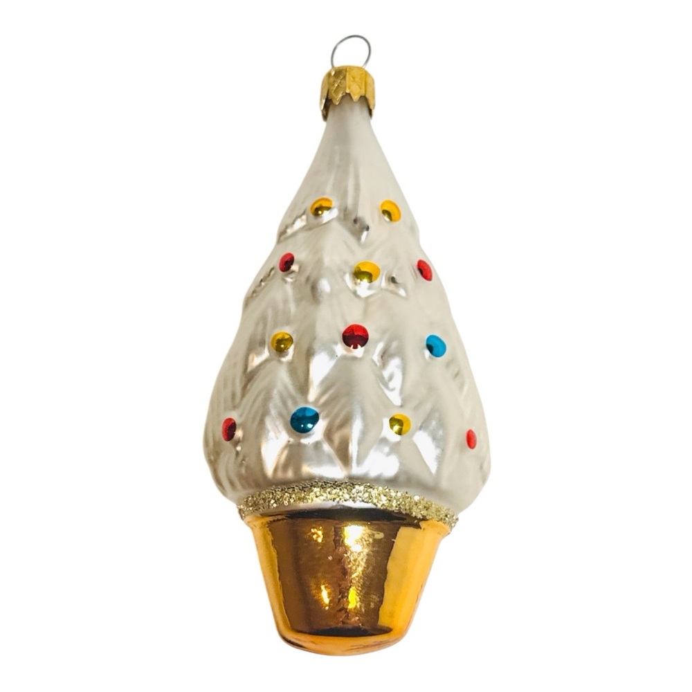 Vintage Colombian Blown Glass Christmas Tree Ornament - 4”